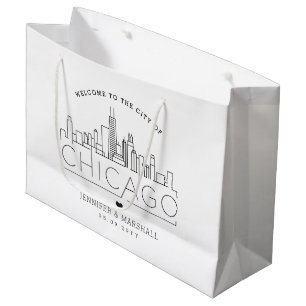 Chicago Wedding   Stylised Skyline Large Gift Bag