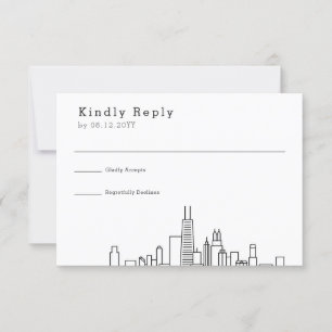 Chicago Wedding   Stylised Skyline RSVP Card