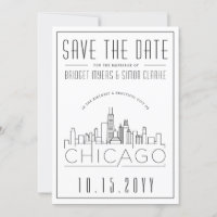 Chicago Wedding | Stylised Skyline Save the Date