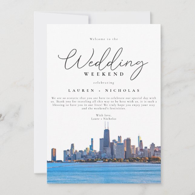 Chicago Wedding Weekend Welcome Itinerary Invitation (Front)