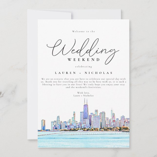 Chicago Wedding Weekend Welcome Itinerary Invitation (Front)