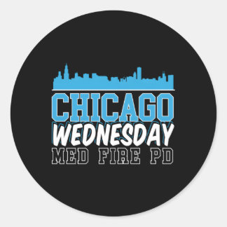 Chicago Wednesday Med Fire Pd Chicago Skyline Classic Round Sticker