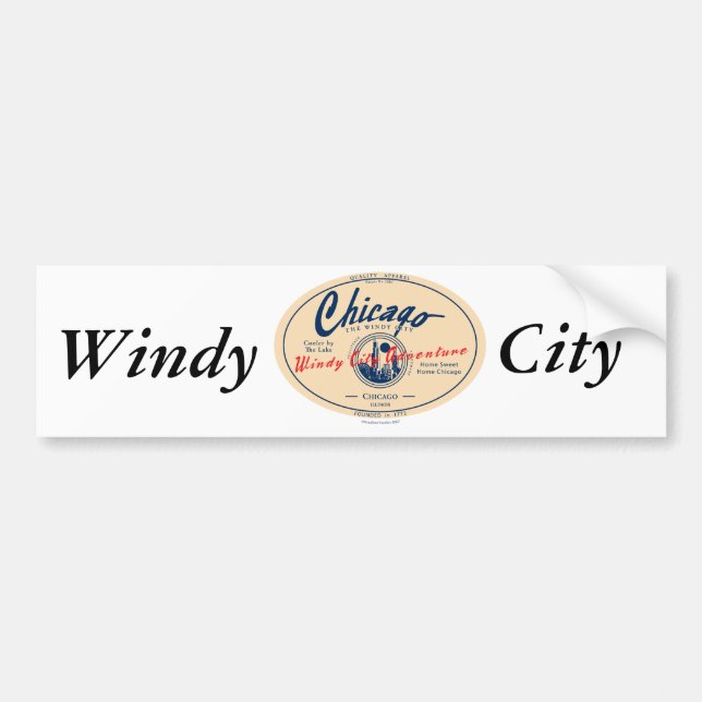 Chicago Windy City Bumper Sticker (Front)