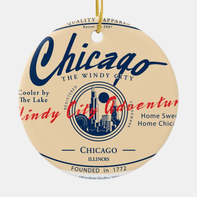 Chicago Windy City Ceramic Ornament (Front)