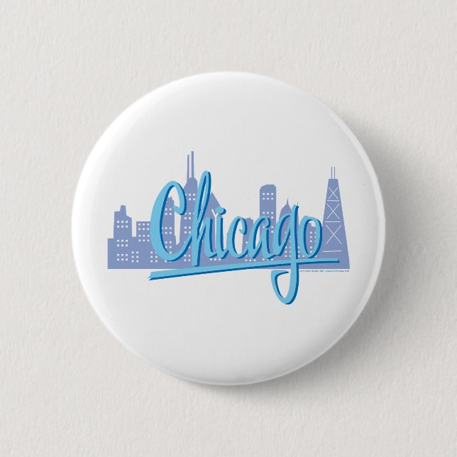 Chicago Windy City Skyline 6 Cm Round Badge (Front)