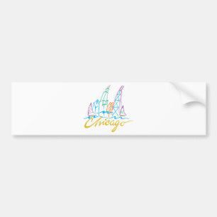 Chicago Windy City Skyline Bumper Sticker