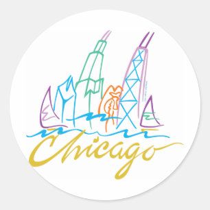 Chicago Windy City Skyline Classic Round Sticker
