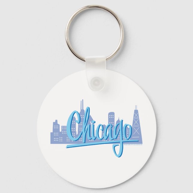 Chicago Windy City Skyline Key Ring (Front)