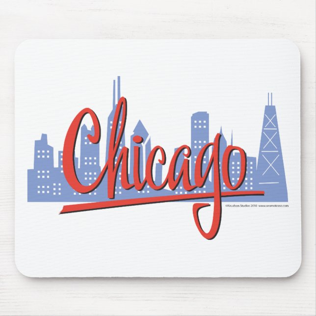 Chicago Windy City Skyline Mouse Pad (Front)