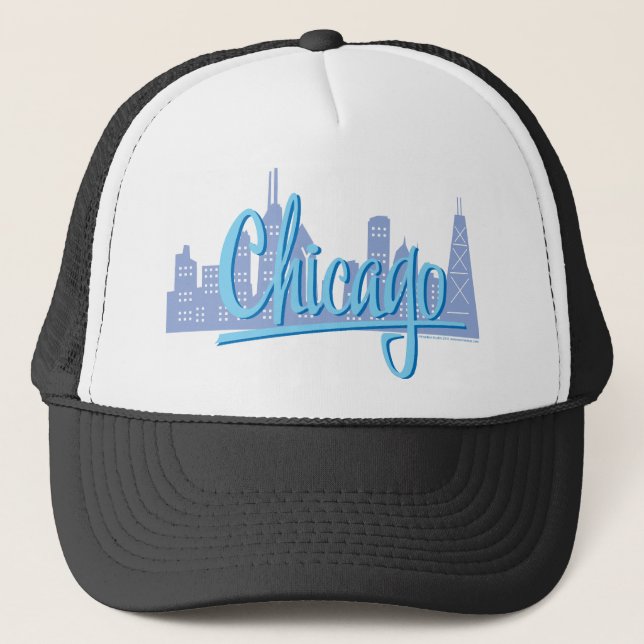 Chicago Windy City Skyline Trucker Hat (Front)