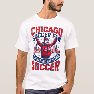 Chicago Winter Football Supporter Cheering In Snow T-Shirt