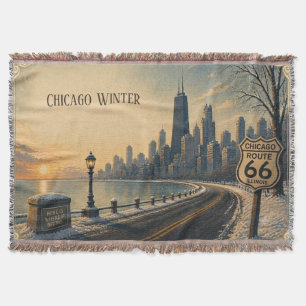 Chicago Winter Route 66 Memories Cosy Throw Blanket