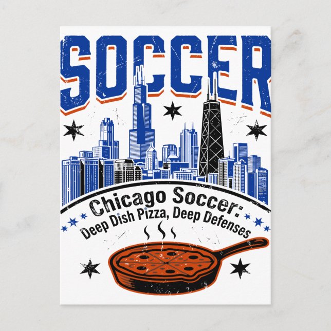 Chicago Winter Snow And Deep Dish Pizza Postcard (Front)