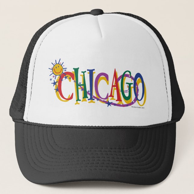 Chicago-With-SUn---KIDS Trucker Hat (Front)