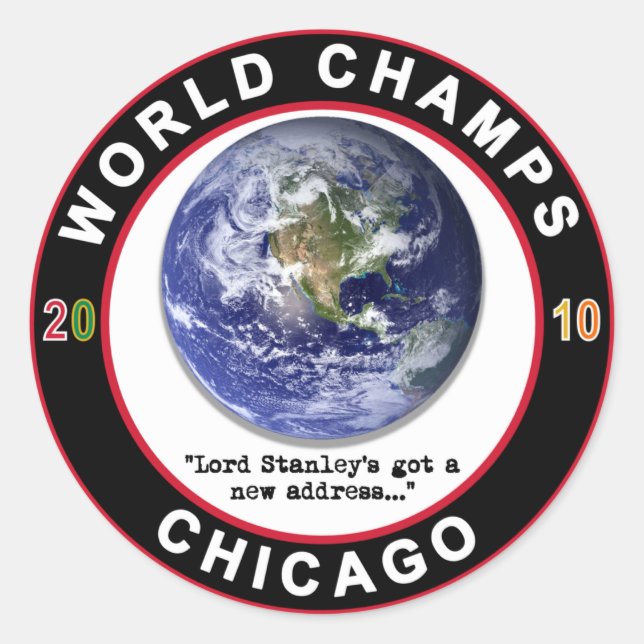 Chicago World Champs 2010 Champions Ice Hockey Classic Round Sticker (Front)