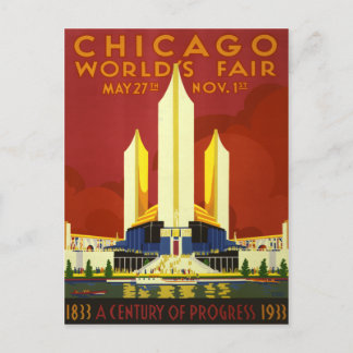 Chicago World's Fair 1933 Vintage Travel Poster Postcard