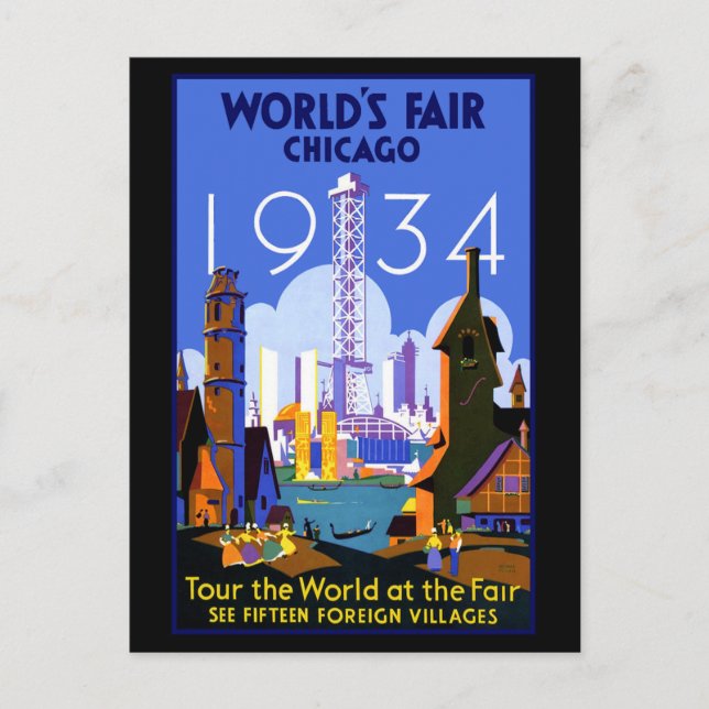 Chicago Worlds Fair 1934 Postcard (Front)