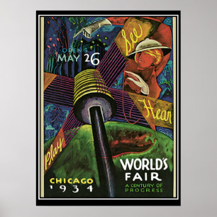 Chicago Worlds Fair 1934 Vintage Print