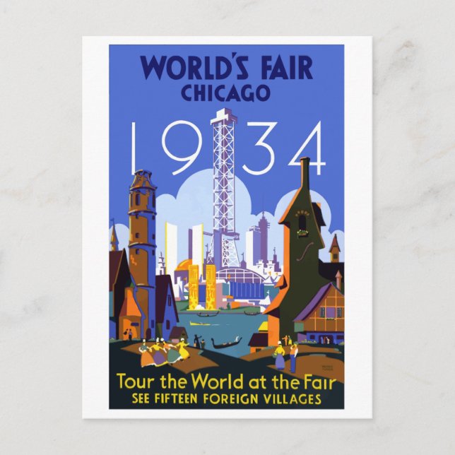 Chicago World's Fair 1934 Vintage Travel Postcard (Front)
