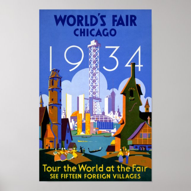 Chicago World's Fair 1934 Vintage Travel Poster (Front)