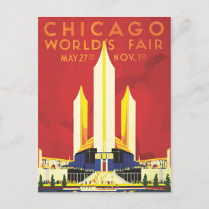 Chicago Worlds Fair Vintage Poster Postcard