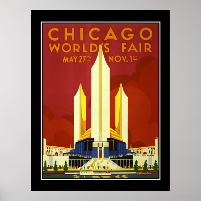 Chicago World's Fair Vintage Travel Poster (Front)