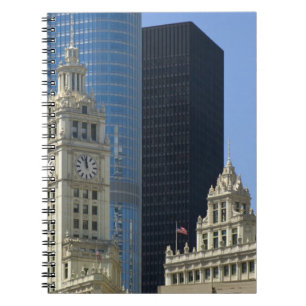 Chicago, Wrigley Building with Trump Hotel & Notebook