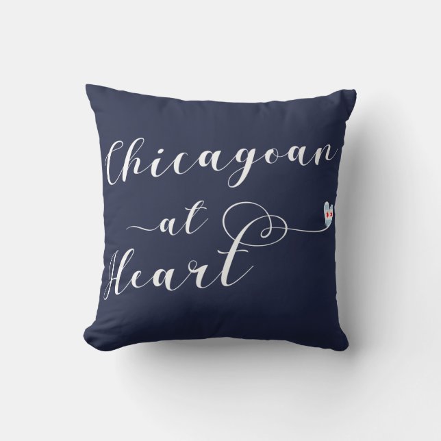 Chicagoan At Heart Throw Cushion, Chicago Cushion (Front)