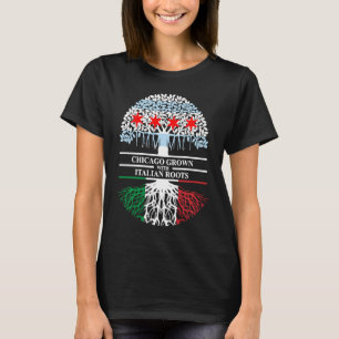 Chicagoan Grown Italian Roots Chicago Flag Italy I T-Shirt