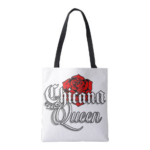 Chicana Queen Red Rose shopping tote bag