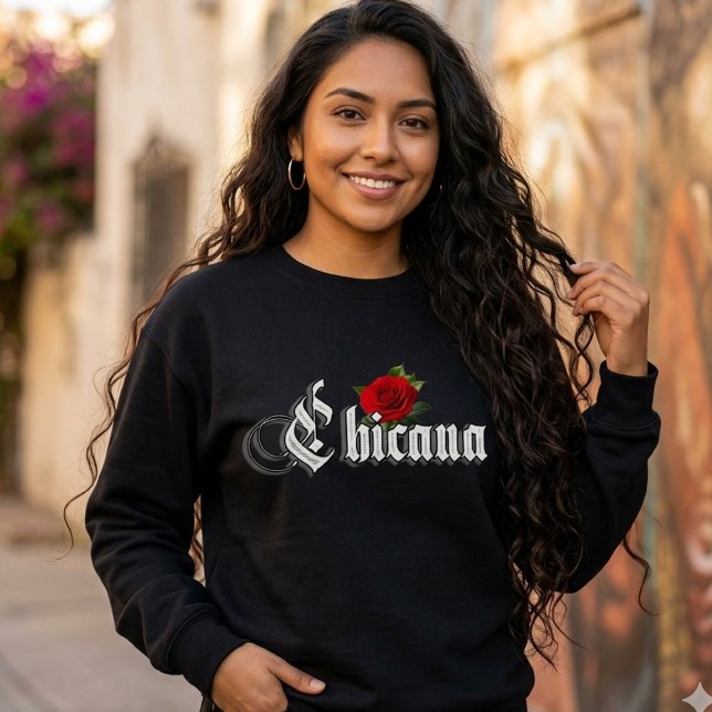 Chicana Red Rose Sweatshirt (Chicana Red Rose Sweatshirt)