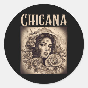 Chicana Style Tattoos Clothes Women Mexican Americ Classic Round Sticker