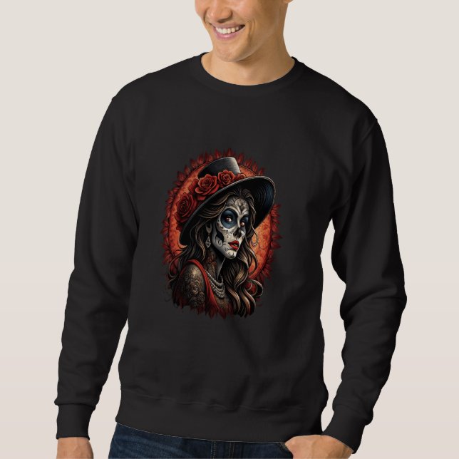 Chicano Chicana La Raza Barrio Tattoo Art Death 12 Sweatshirt (Front)