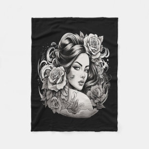 Chicano Chicana La Raza Barrio Tattoo Art Death _2 Fleece Blanket