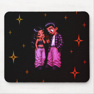 Chicano Love Couple Red Rose Gold Stars Phone Case Mouse Pad