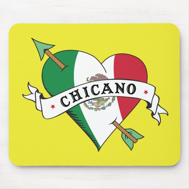 Chicano Tattoo Heart with Mexican Flag Mouse Pad (Front)
