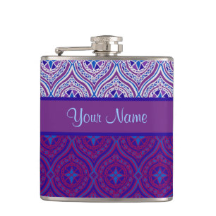 ChiccHip Flask to Personalise Purple Ogee Patterns