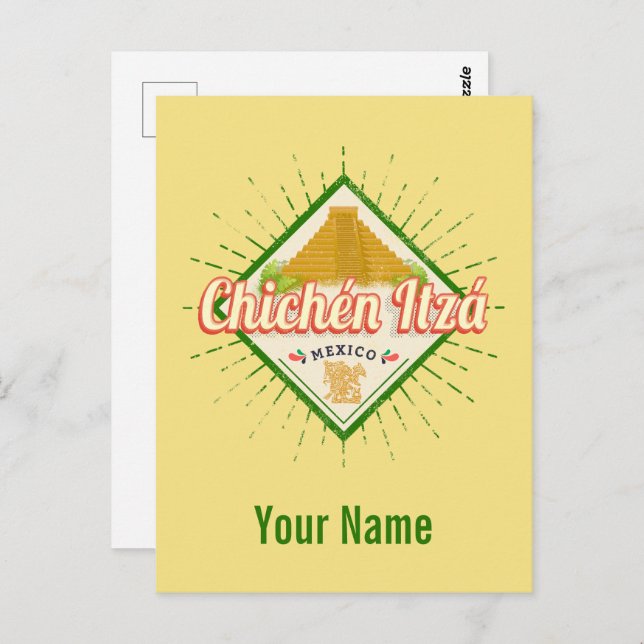 Chichen Itza Mexico Retro Mayan Vintage Yucatan Postcard (Front/Back)