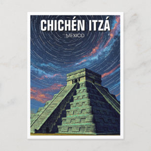 Chichen Itza Mexico Travel Night Stars Postcard