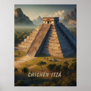 Chichén Itzá Yucatá Mexico Landscape Travel Poster