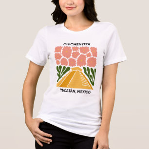 Chichen Itza Yucatan Mexico travel floral art Tri-Blend Shirt