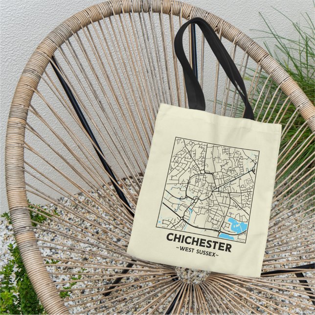 Chichester, West Sussex City Map Tote Bag (Creator Uploaded)