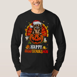 Chichihua Dog Happy Hallothanksmas Halloween Thank T-Shirt