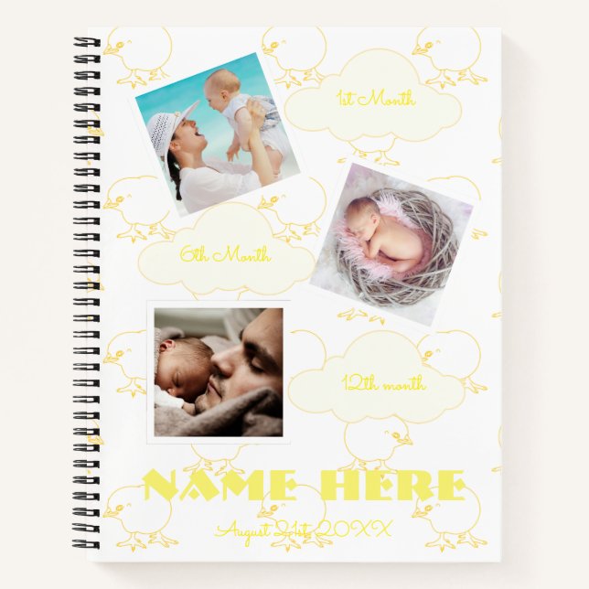 Chick 1st birthday Baby Milestone Guest book (Front)