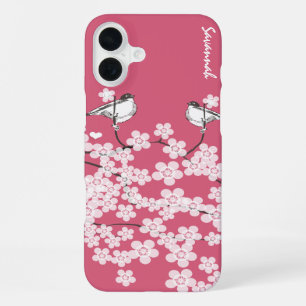 Chick a dee love bird Cherry Blossoms Branch iPhone Case