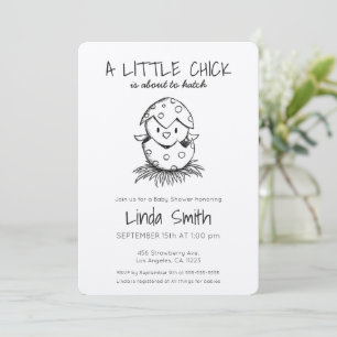 Chick About to Hatch Black Sketch Baby Shower Invi Invitation