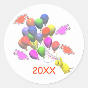 Chick and Balloons Kindergarten Graduation Classic Round Sticker