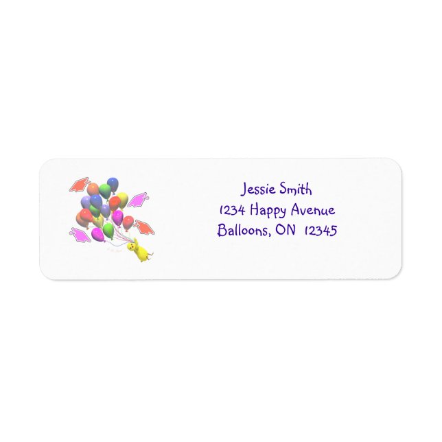 Chick and Balloons Kindergarten Graduation Return Address Label (Front)