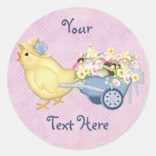 Chick and Cart Classic Round Sticker