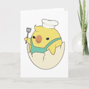 Chick as Cook with Chef's hat & Spatula Card